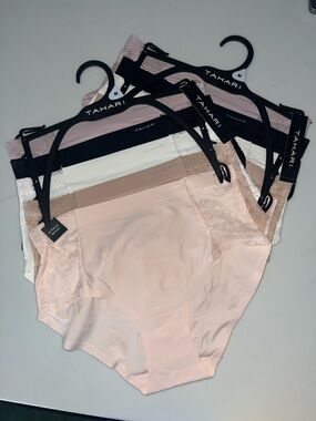 Tahari High-Waist Bikini Pack -Blush Pink, White, Black, Nude, Beige 2 sets of 5